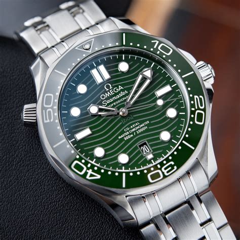 omega watch green dial square face|omega 300m diver dial.